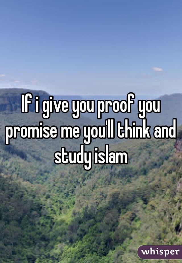 If i give you proof you promise me you'll think and study islam 