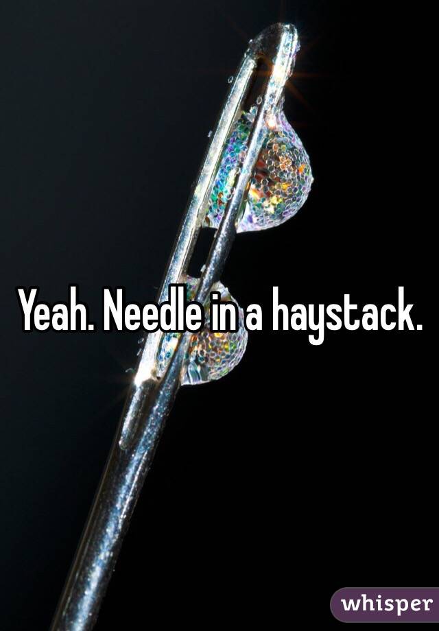 Yeah. Needle in a haystack.