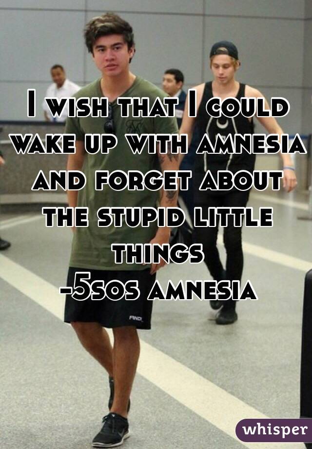 I wish that I could wake up with amnesia and forget about the stupid little things
-5sos amnesia