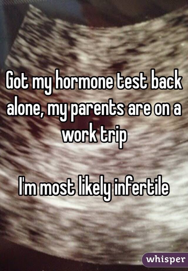 Got my hormone test back alone, my parents are on a work trip

I'm most likely infertile