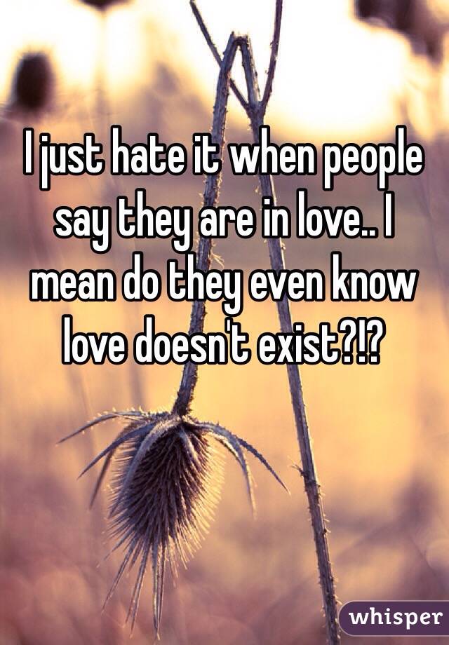I just hate it when people say they are in love.. I mean do they even know love doesn't exist?!?
