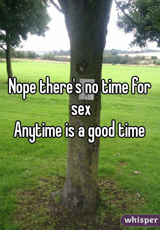 Nope there's no time for sex
Anytime is a good time