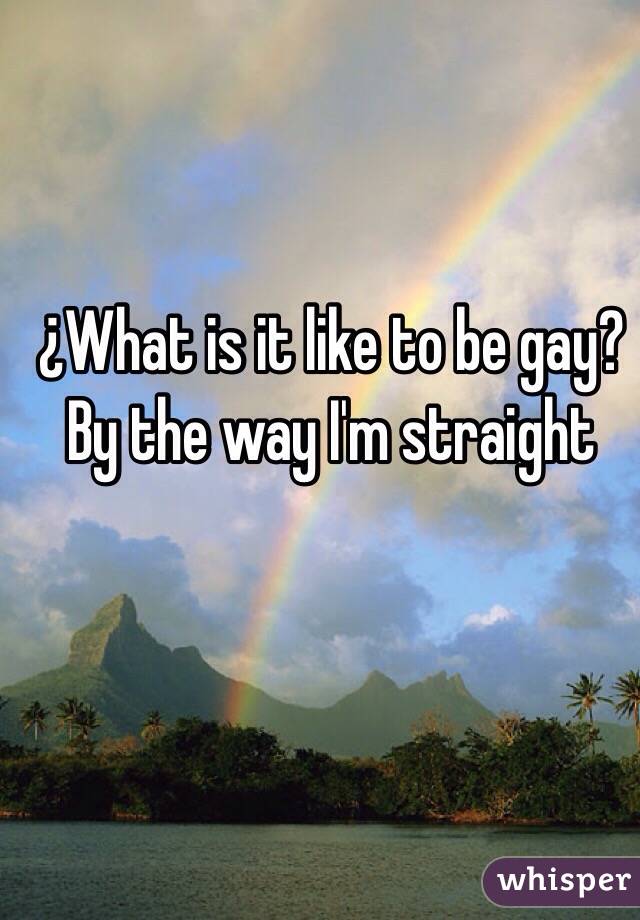 ¿What is it like to be gay? 
By the way I'm straight