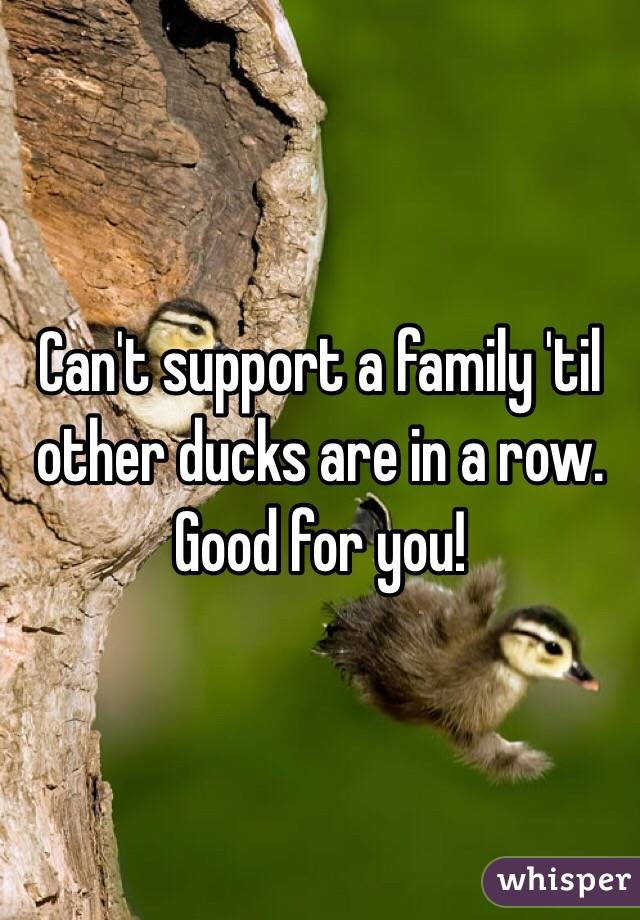 Can't support a family 'til other ducks are in a row. Good for you!