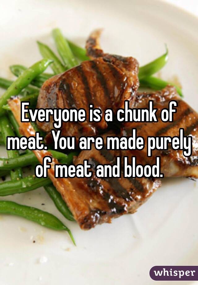 Everyone is a chunk of meat. You are made purely of meat and blood.