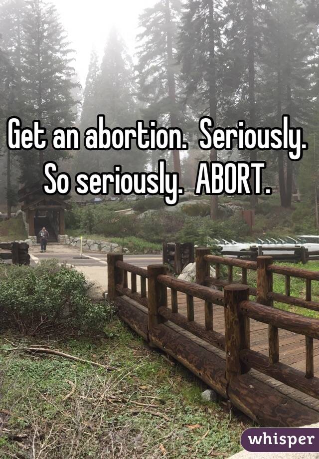 Get an abortion.  Seriously.  So seriously.  ABORT.  