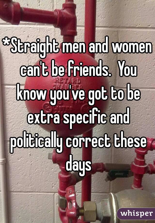 *Straight men and women can't be friends.  You know you've got to be extra specific and politically correct these days