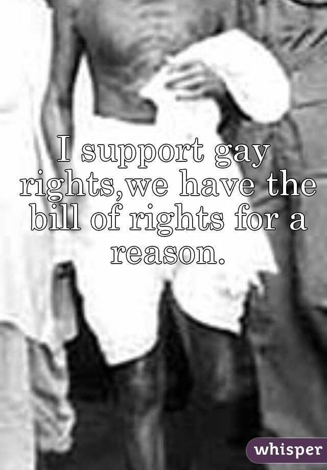 I support gay rights,we have the bill of rights for a reason.