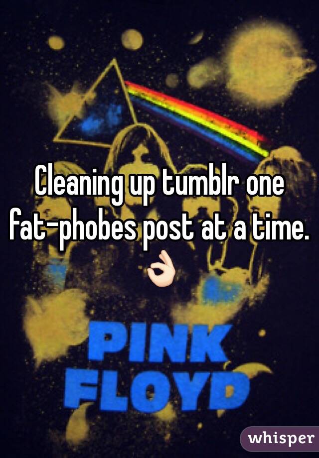Cleaning up tumblr one fat-phobes post at a time. 👌🏻