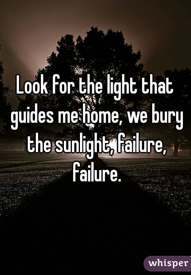 Look for the light that guides me home, we bury the sunlight, failure, failure.