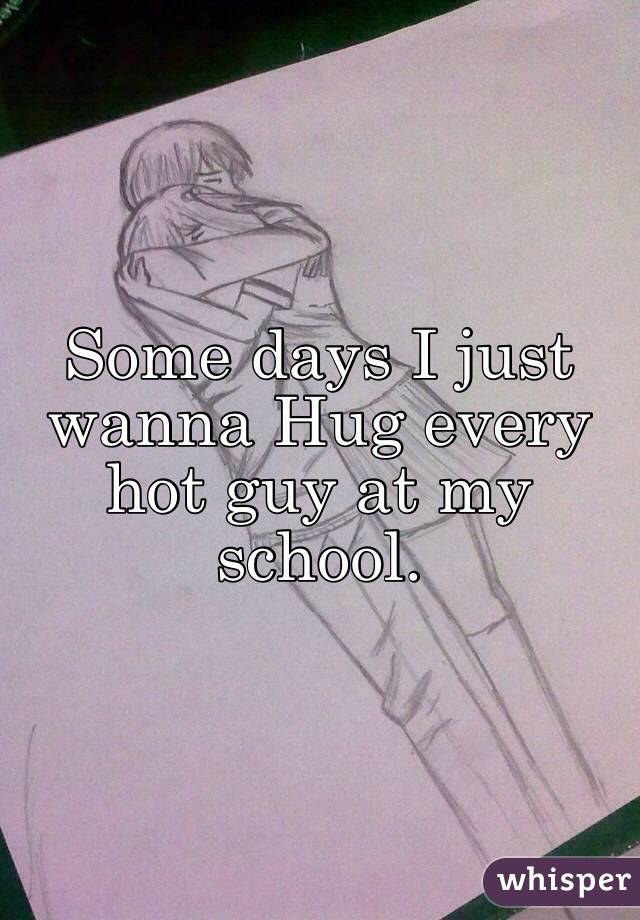 Some days I just wanna Hug every hot guy at my school. 