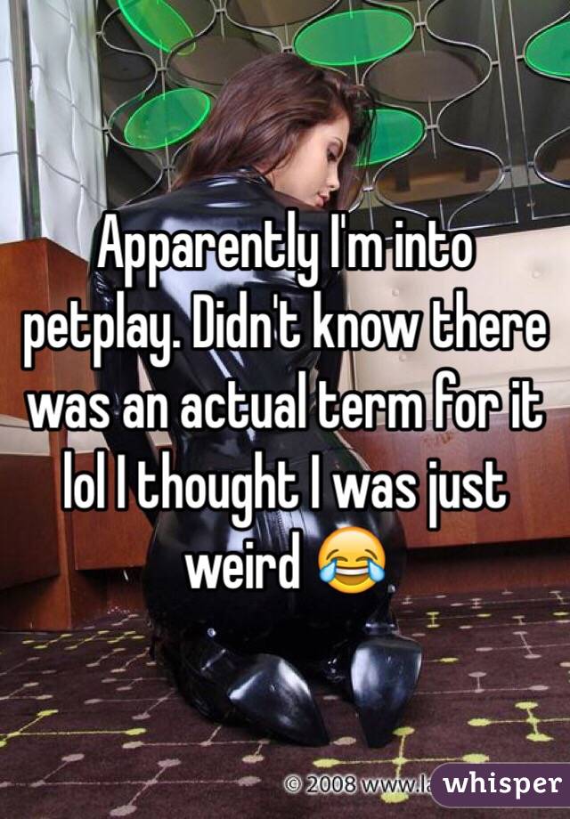Apparently I'm into petplay. Didn't know there was an actual term for it lol I thought I was just weird 😂