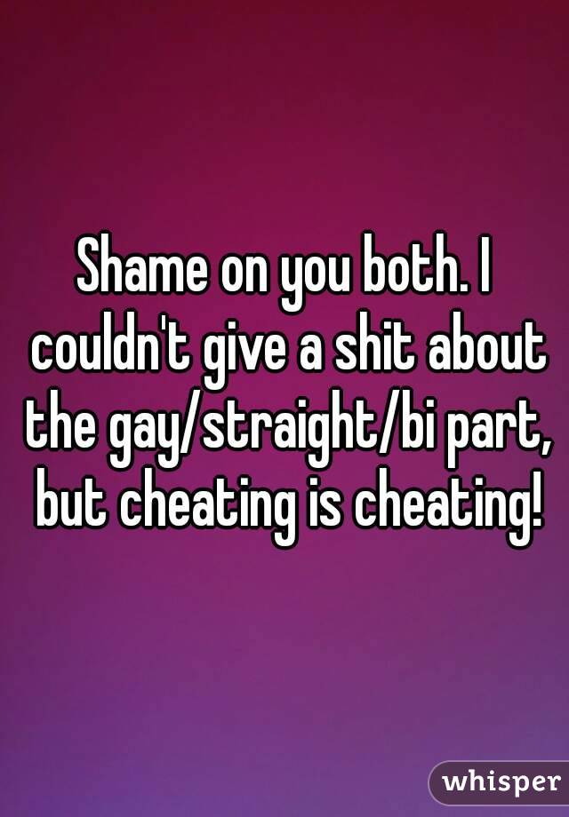 Shame on you both. I couldn't give a shit about the gay/straight/bi part, but cheating is cheating!