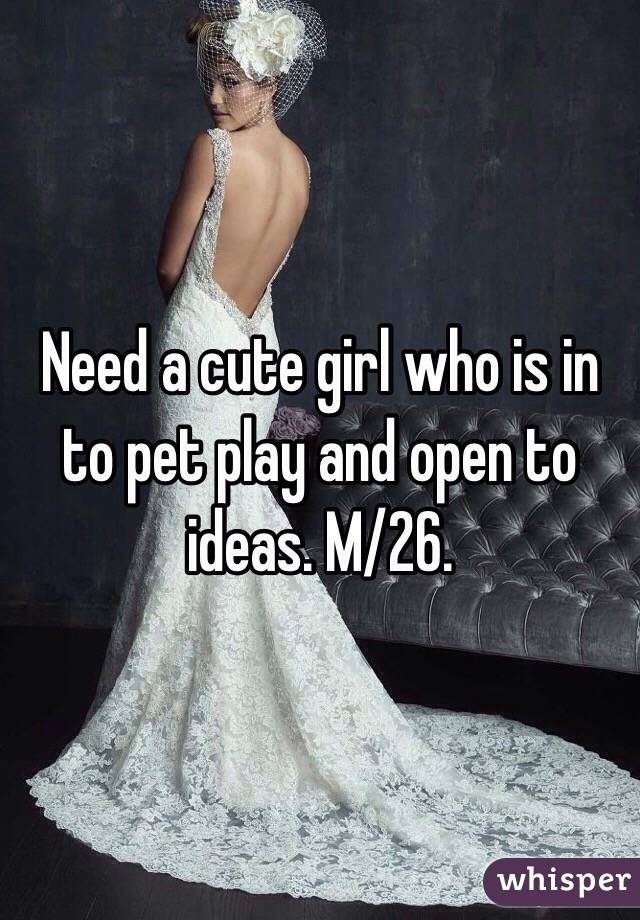 Need a cute girl who is in to pet play and open to ideas. M/26.