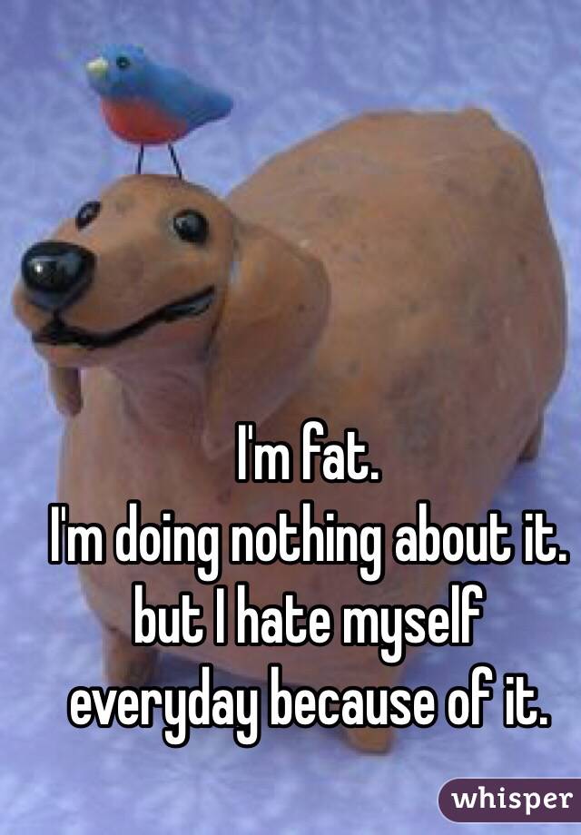 I'm fat. 
I'm doing nothing about it. 
but I hate myself 
everyday because of it. 

