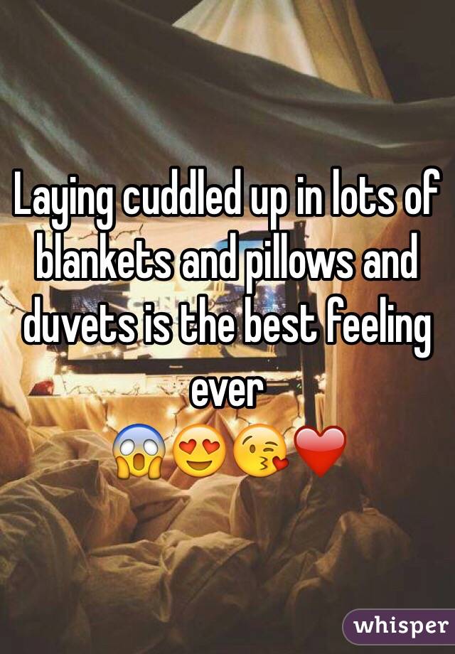 Laying cuddled up in lots of blankets and pillows and duvets is the best feeling ever
😱😍😘❤️