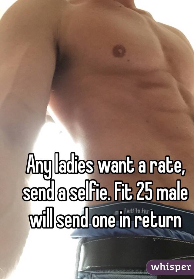 Any ladies want a rate, send a selfie. Fit 25 male will send one in return