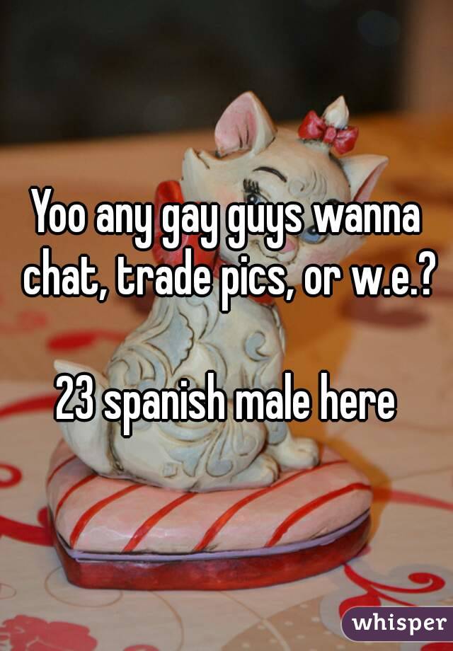 Yoo any gay guys wanna chat, trade pics, or w.e.?

23 spanish male here