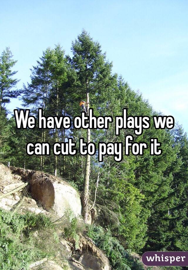 We have other plays we can cut to pay for it