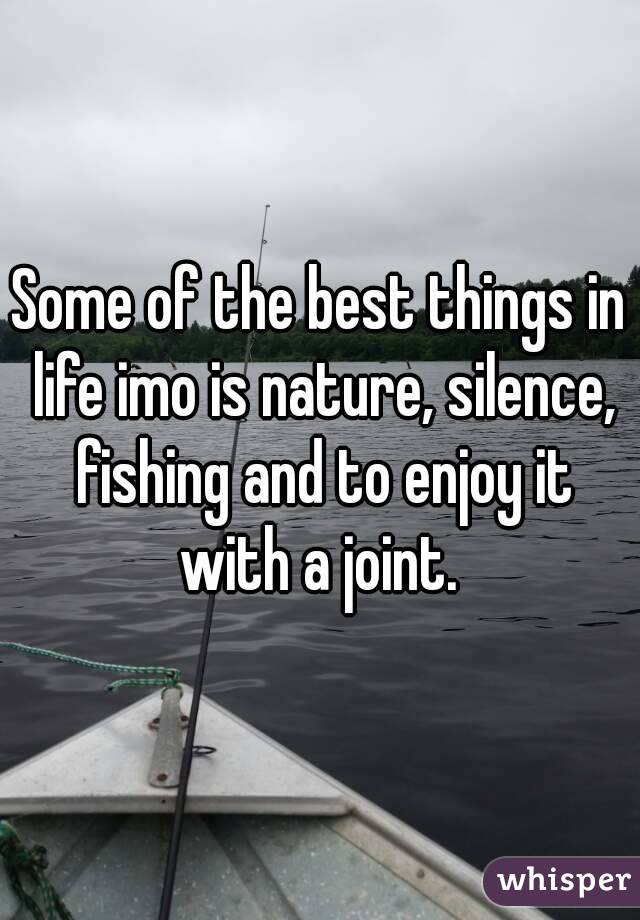 Some of the best things in life imo is nature, silence, fishing and to enjoy it with a joint. 
