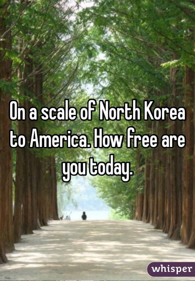 On a scale of North Korea to America. How free are you today. 
