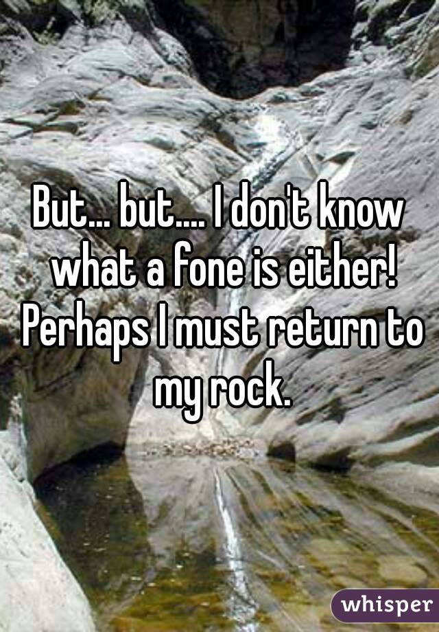 But... but.... I don't know what a fone is either! Perhaps I must return to my rock.