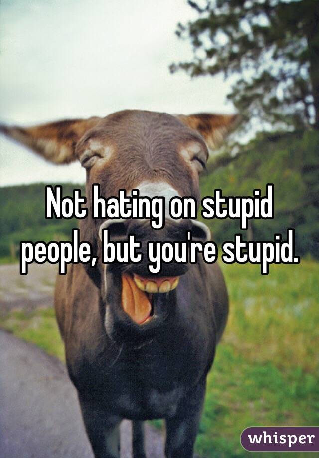 Not hating on stupid people, but you're stupid. 