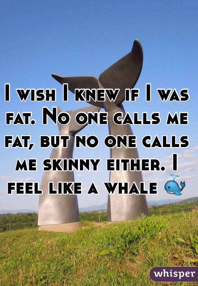 I wish I knew if I was fat. No one calls me fat, but no one calls me skinny either. I feel like a whale 🐳