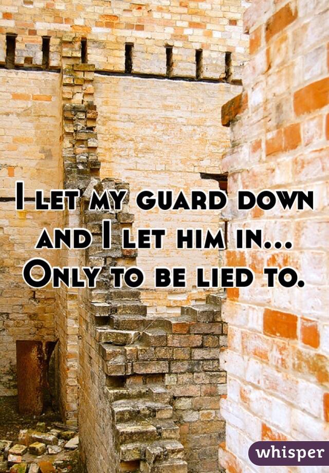 I let my guard down and I let him in... Only to be lied to. 