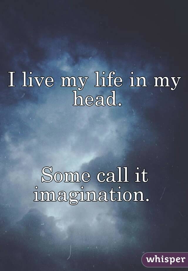 I live my life in my head.



Some call it imagination.  
