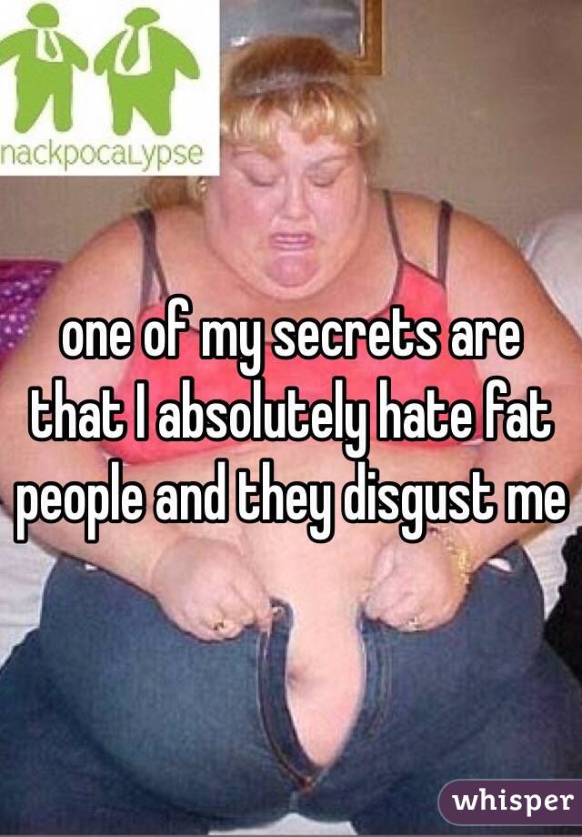 one of my secrets are that I absolutely hate fat people and they disgust me 