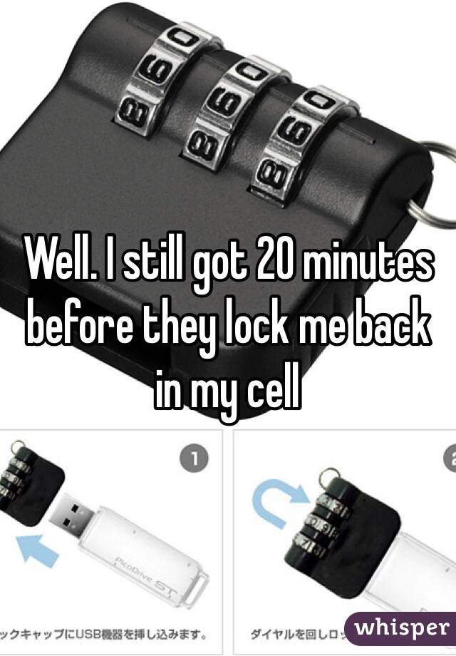 Well. I still got 20 minutes before they lock me back in my cell