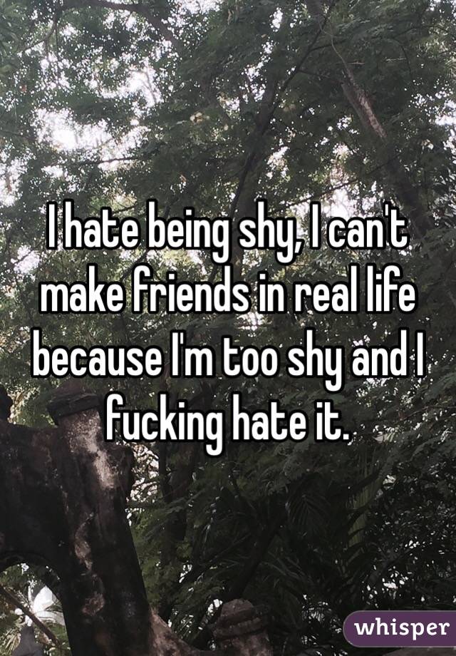 I hate being shy, I can't make friends in real life because I'm too shy and I fucking hate it.