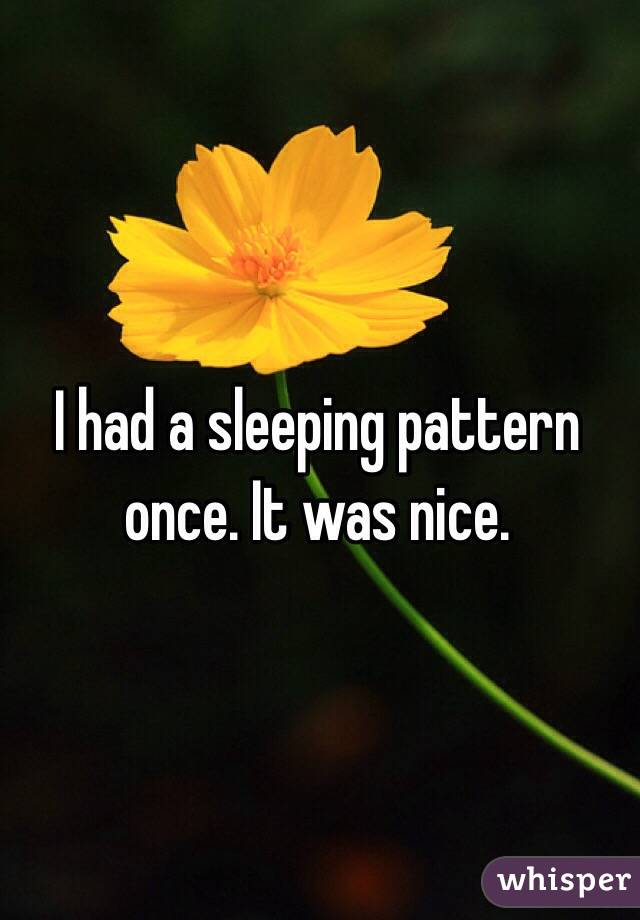 I had a sleeping pattern once. It was nice. 