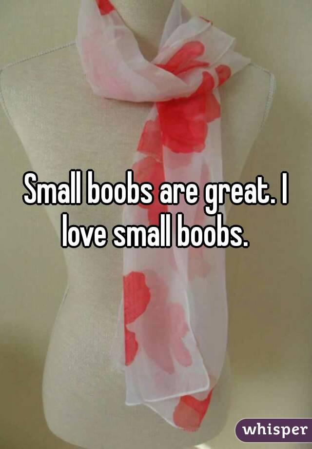 Small boobs are great. I love small boobs. 
