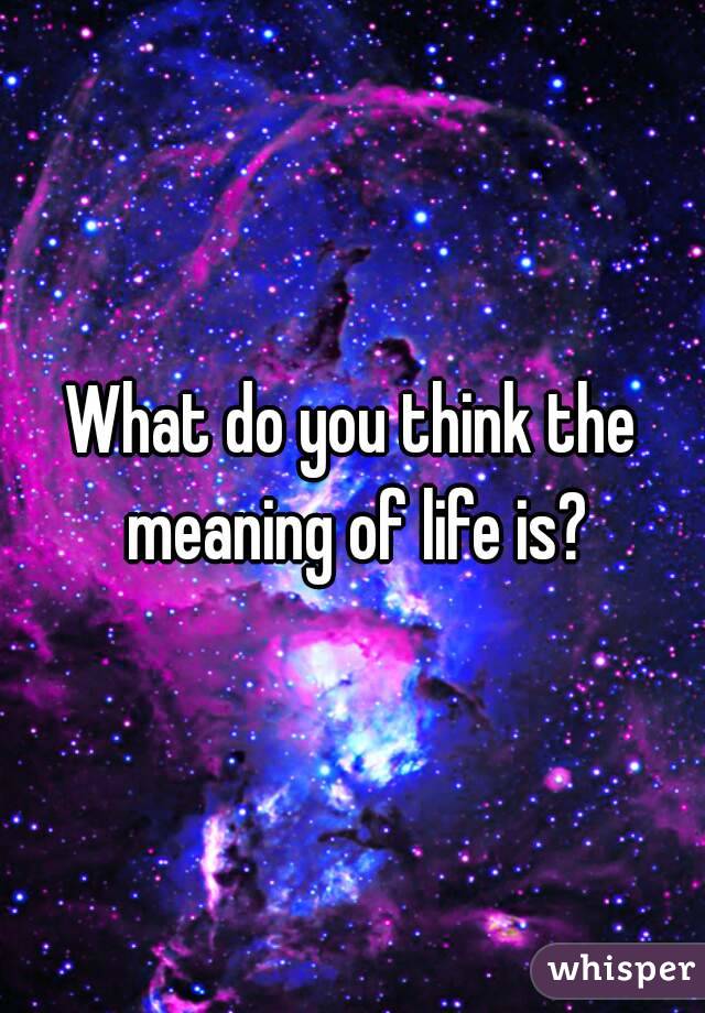 What do you think the meaning of life is?