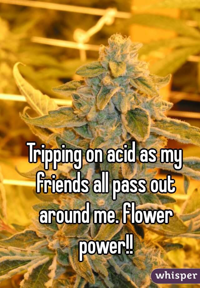 Tripping on acid as my friends all pass out around me. flower power!!