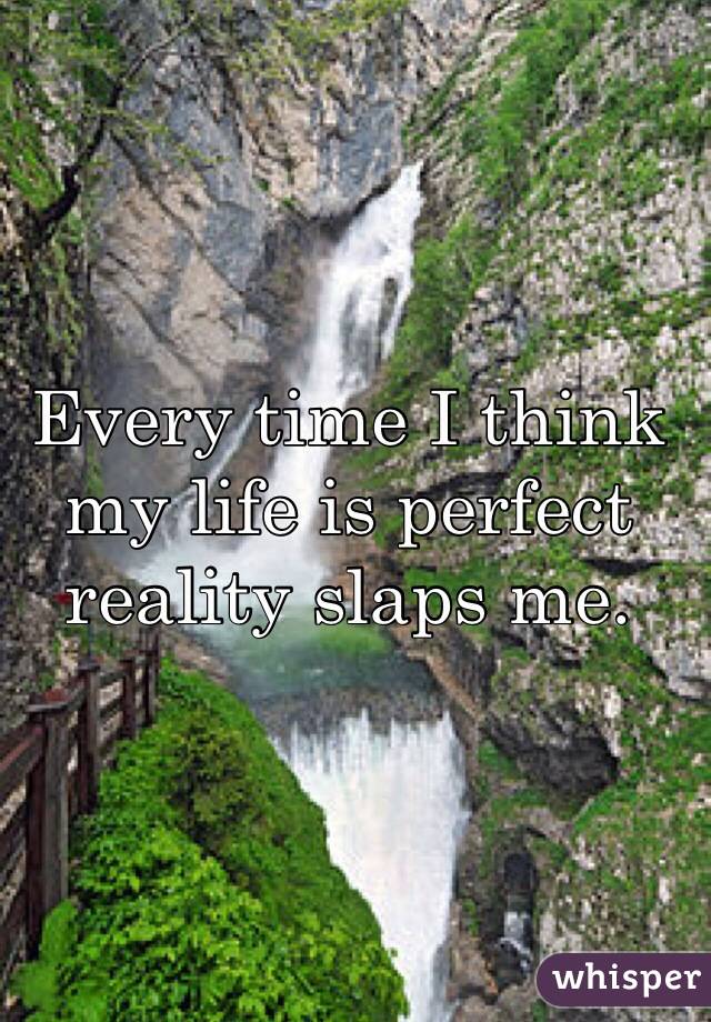 Every time I think my life is perfect reality slaps me. 