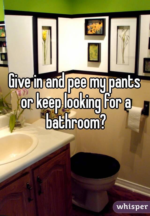 Give in and pee my pants or keep looking for a bathroom?