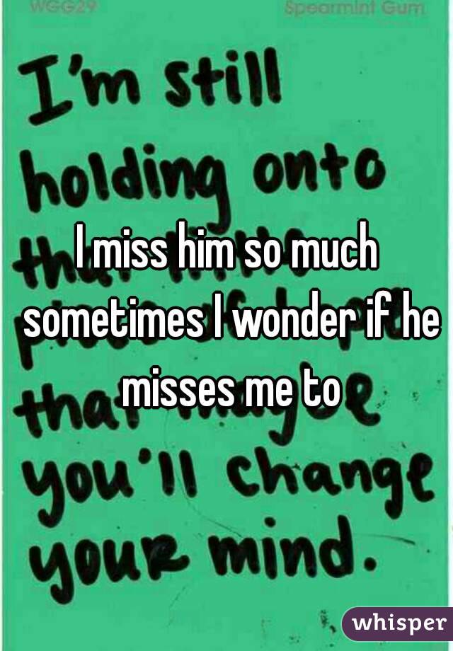 I miss him so much sometimes I wonder if he misses me to