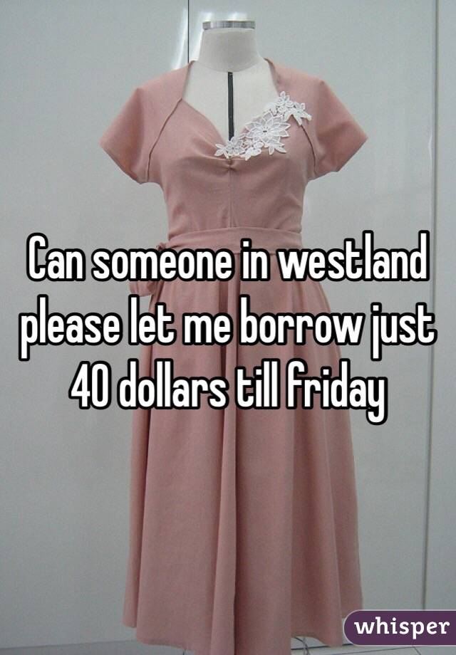 Can someone in westland please let me borrow just 40 dollars till friday
