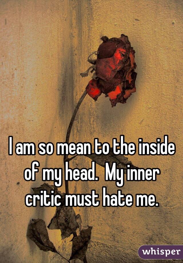 I am so mean to the inside of my head.  My inner critic must hate me.