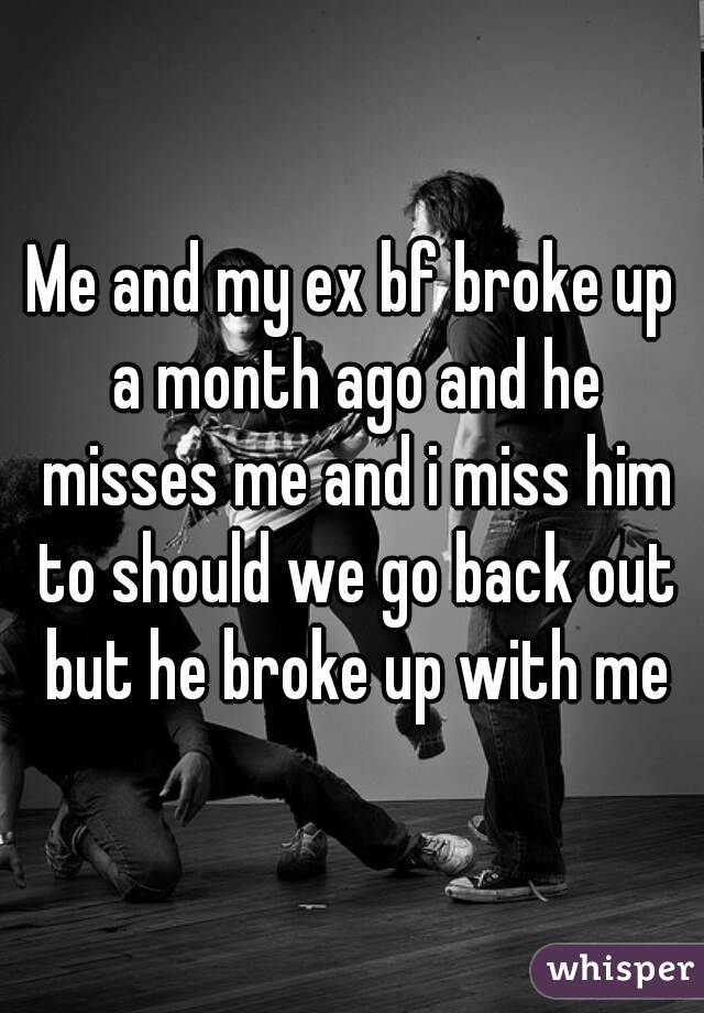 Me and my ex bf broke up a month ago and he misses me and i miss him to should we go back out but he broke up with me