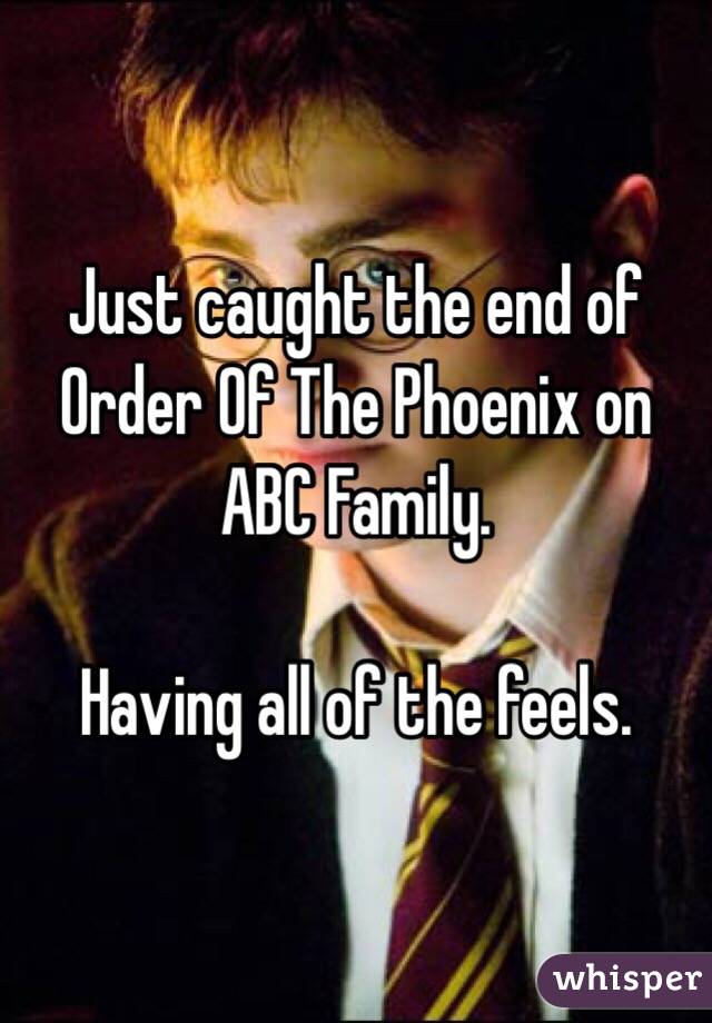 Just caught the end of Order Of The Phoenix on ABC Family. 

Having all of the feels. 