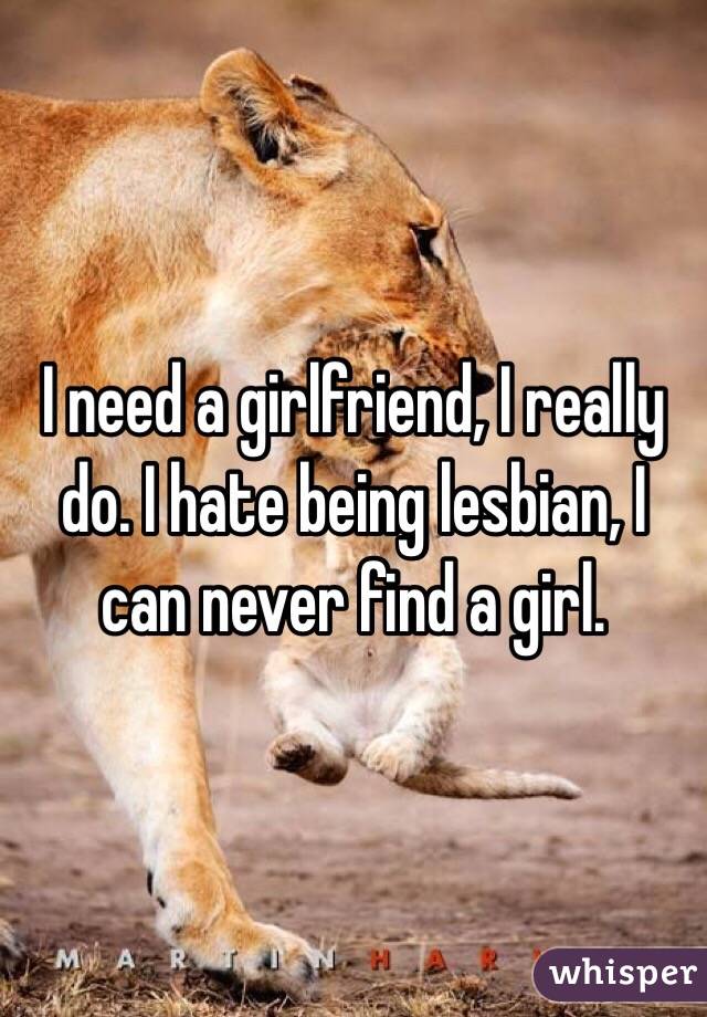 I need a girlfriend, I really do. I hate being lesbian, I can never find a girl. 