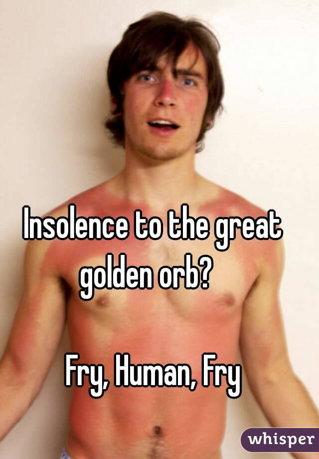 Insolence to the great golden orb?   

Fry, Human, Fry