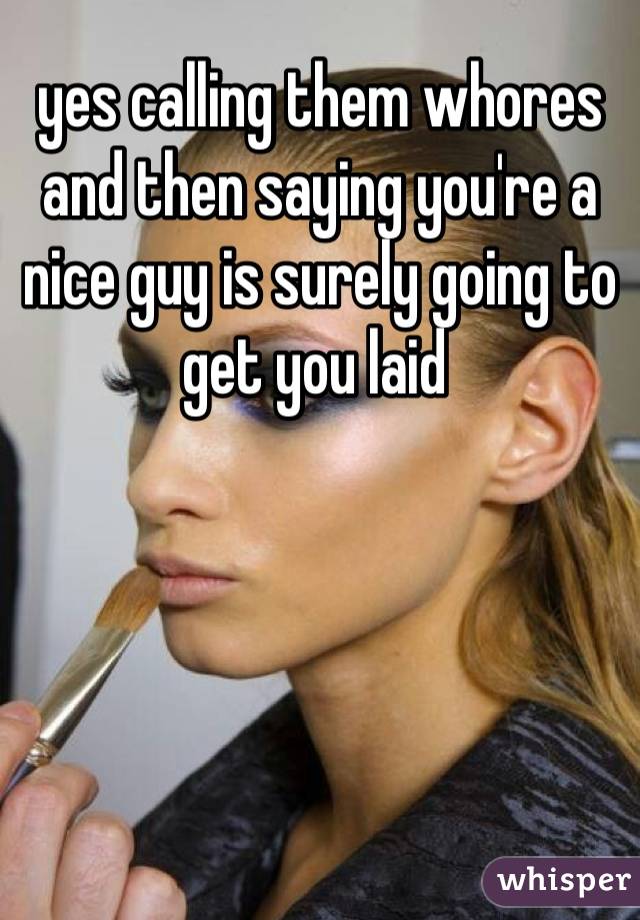 yes calling them whores and then saying you're a nice guy is surely going to get you laid 