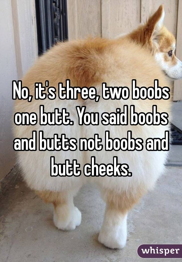 No, it's three, two boobs one butt. You said boobs and butts not boobs and butt cheeks.