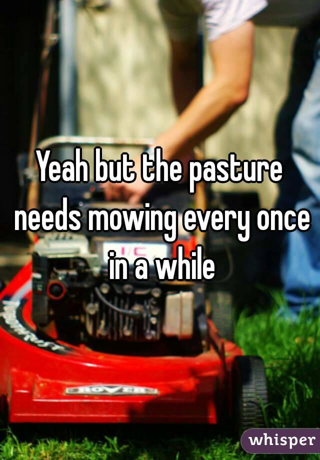 Yeah but the pasture needs mowing every once in a while