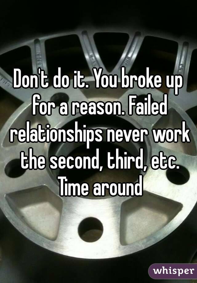 Don't do it. You broke up for a reason. Failed relationships never work the second, third, etc. Time around